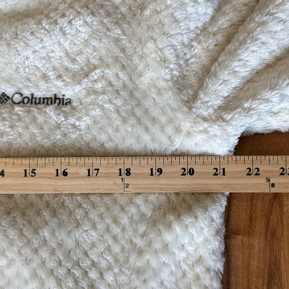 Columbia Fire Side‎ Sherpa Jacket Womens Large Cream 1/4 Zip Pocket Outdoor Hike - Picture 5 of 6